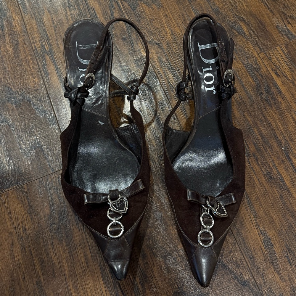 Dior Vintage Dark Brown Slingback Heels